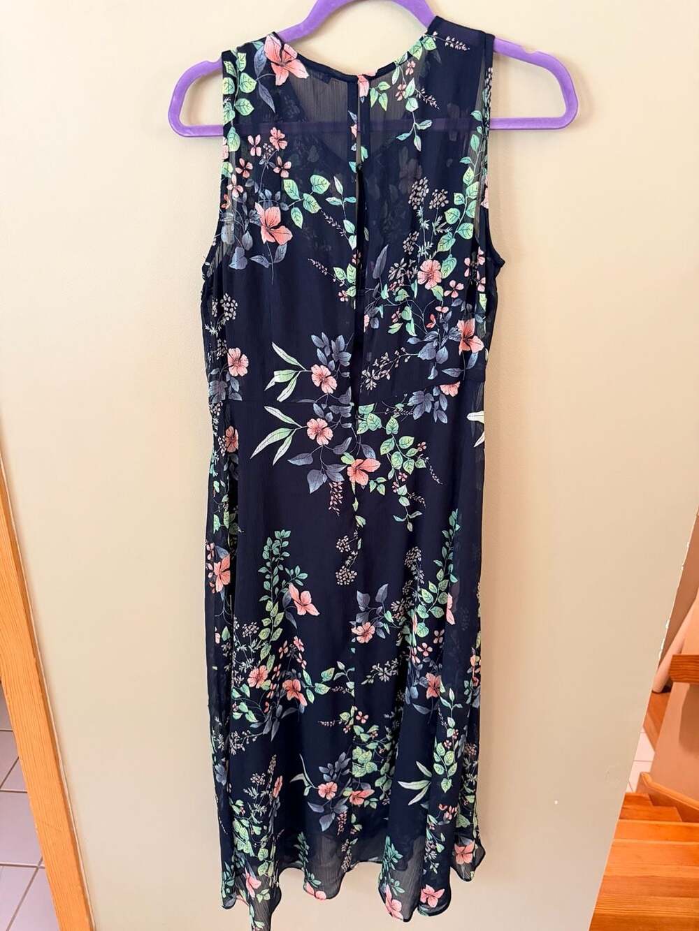 Tommy Hilfiger Sleeveless Floral Chiffon High-Low Midi Dress